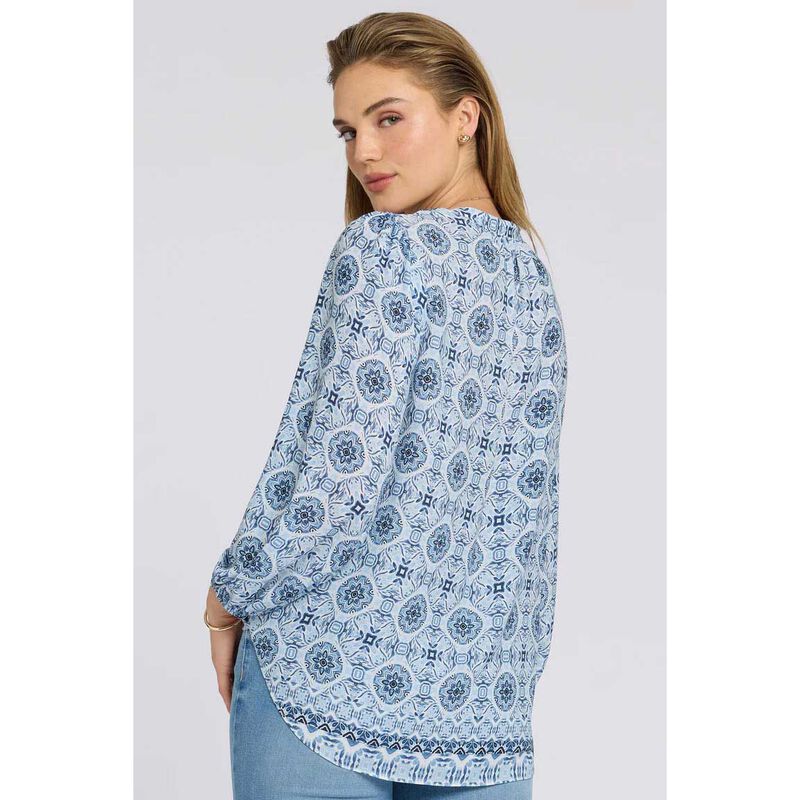 NYDJ Puff Sleeve Popover Blouse image number 1